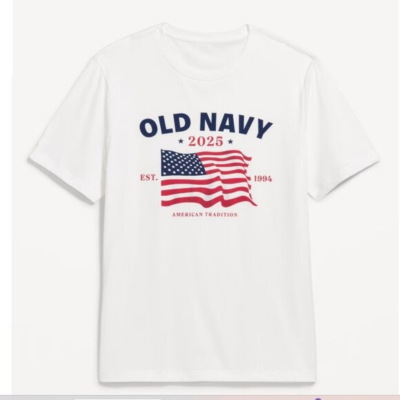 Old Navy 2025 Flag Graphic T-Shirt Bright White Women's XL Match the Fam - Picture 1 of 4